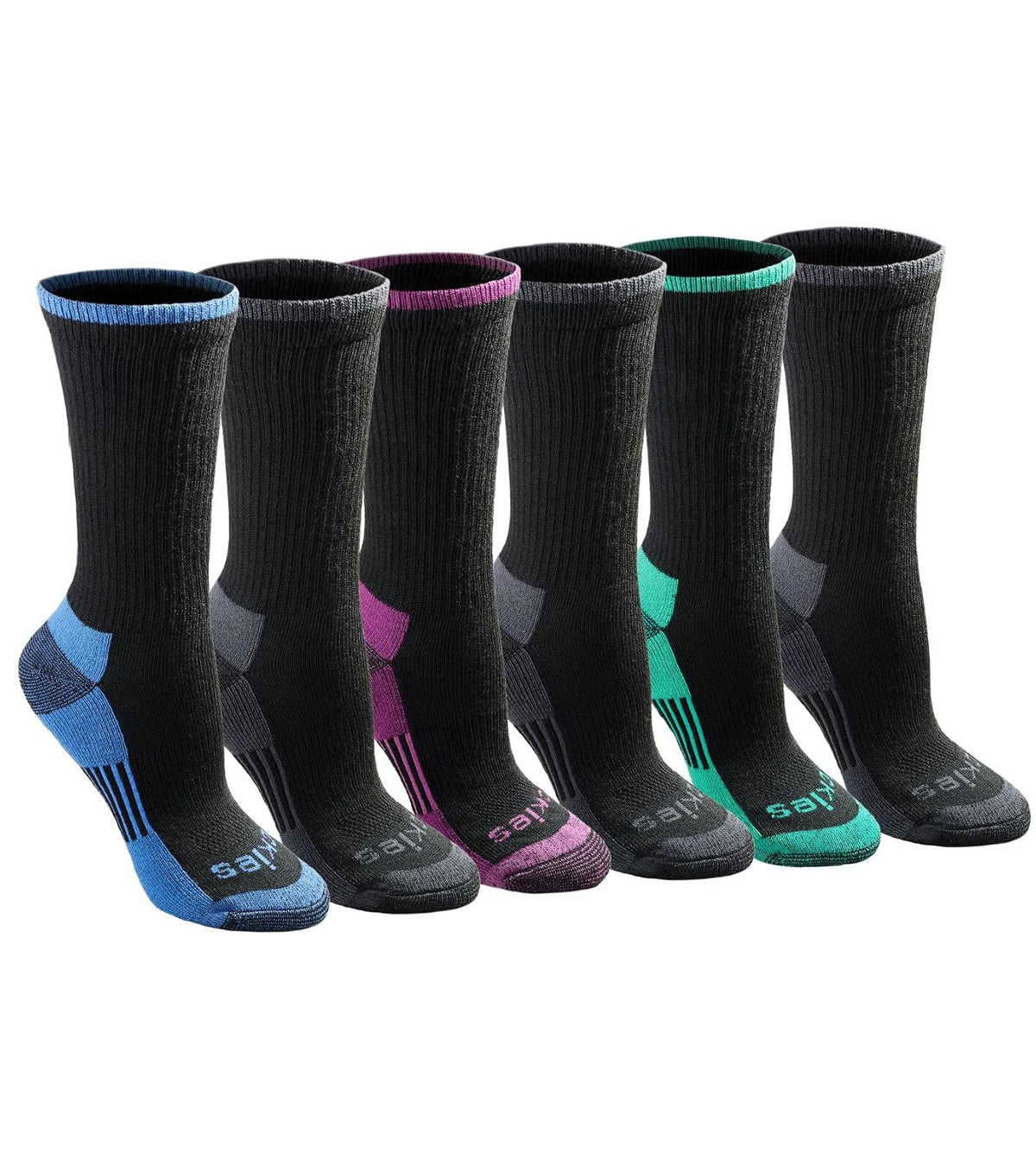 Dickies Dri-Tech Calcetines para Mujer Paquete de 6 - M - Negro Surtido (6 Pares)