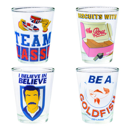 Silver Buffalo Ted Lasso Quotes - Juego de 4 mini vasos de 1.5 onzas
