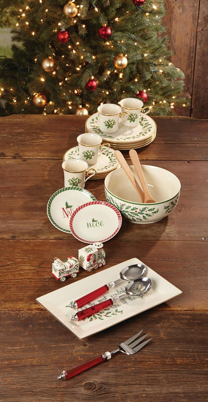 Lenox Set 6 Platos para Ensalada Holiday Porcelana Marfil Navideña 20 cm Oro 24 Quilates