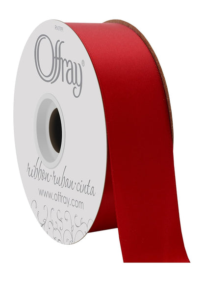 BERWICK Offray Craft Cinta de satén de Doble Cara, 7/20.3 cm de Ancho por 20-Yard Carrete, Blanco Antiguo, Rojo, 1-1/2 Inch x 50 Yard, 1 - Rojo - 1-1 - 2 Inch x 50 Yard
