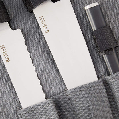 Babish Cubiertos alemanes de acero de alto carbono 1.4116, 3 piezas con rollo de cuchillos
