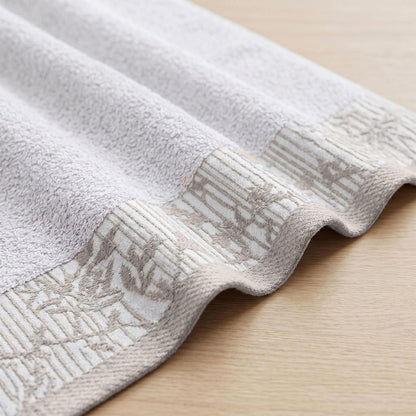 Superior Juego de Toallas de algodón de 8 Piezas, Borde Floral Jacquard Dobby, Secado rápido, baño Decorativo, Ducha, baño, Incluye 2 cuerpos, 2 Manos, 4 Toallas de Rostro, colección Wisteria, Blanco