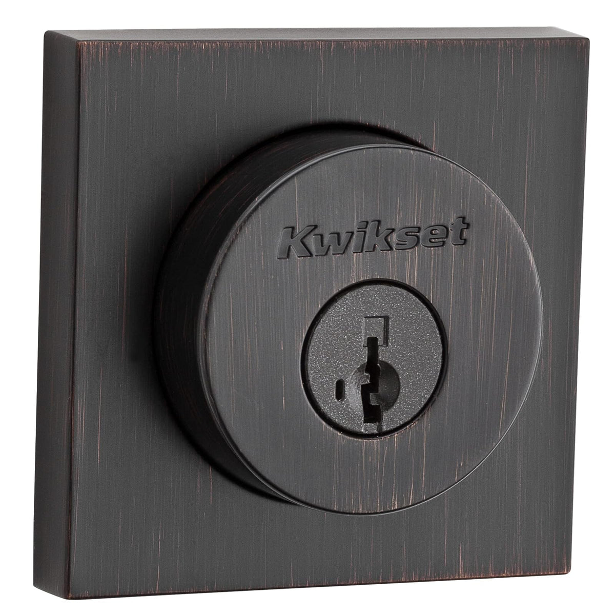 Kwikset Halifax - Cerradura de cerrojo de cerrojo veneciano, cuadrado de bronce veneciano, puerta de entrada frontal con llave, seguridad SmartKey resistente a las púas, tornillo muerto de un solo