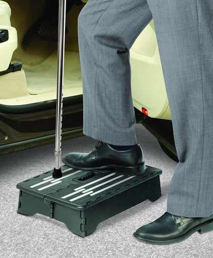 North American Health + Wellness Escalera Plegable portátil, Taburete Antideslizante de 4 Pulgadas con asa, Color Negro