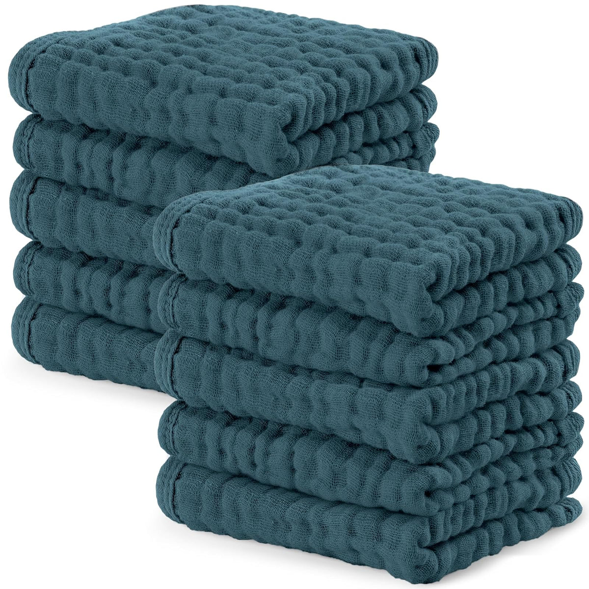 Comfy Cubs Paños de Muselina para Eructar, 100% Algodón, 6 Capas Absorbentes - Neptune - 10-Pack 10"X10"