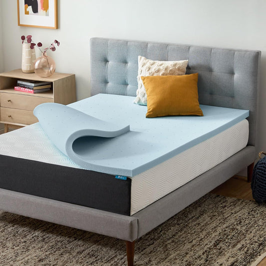 Lucid - Colchoneta de Memory Foam con Gel Refrescante - Sobrecolchón Ventilado de 5 cm - Topper Suave y Acolchado para Colchón - Alivia Puntos de Presión - King
