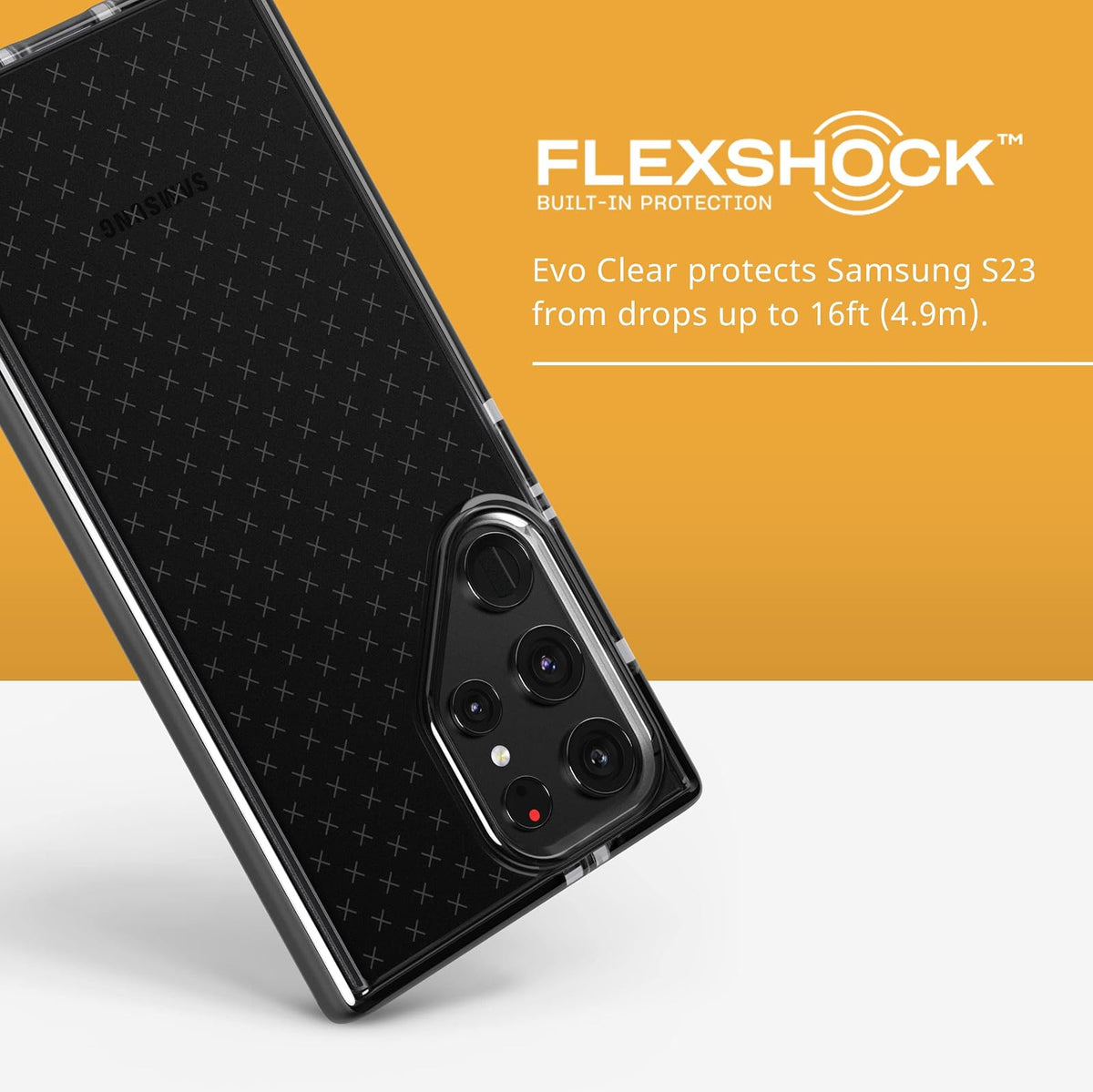 tech21 EVO Check - Funda para Samsung Galaxy S23 Ultra, Color Negro Ahumado, protección contra caídas de 16 pies, a Prueba de Golpes, Resistente a los Golpes y a los arañazos