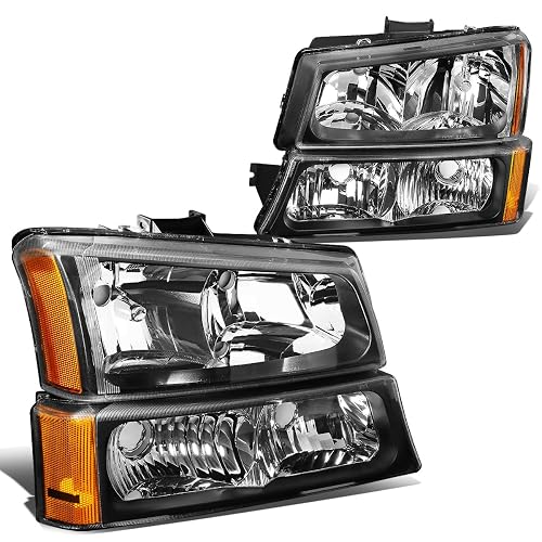 DNA Motoring HL-OH-CS03-4P-BK-AM Faros Delanteros Negros Ámbar para Chevy Silverado 2003-2006
