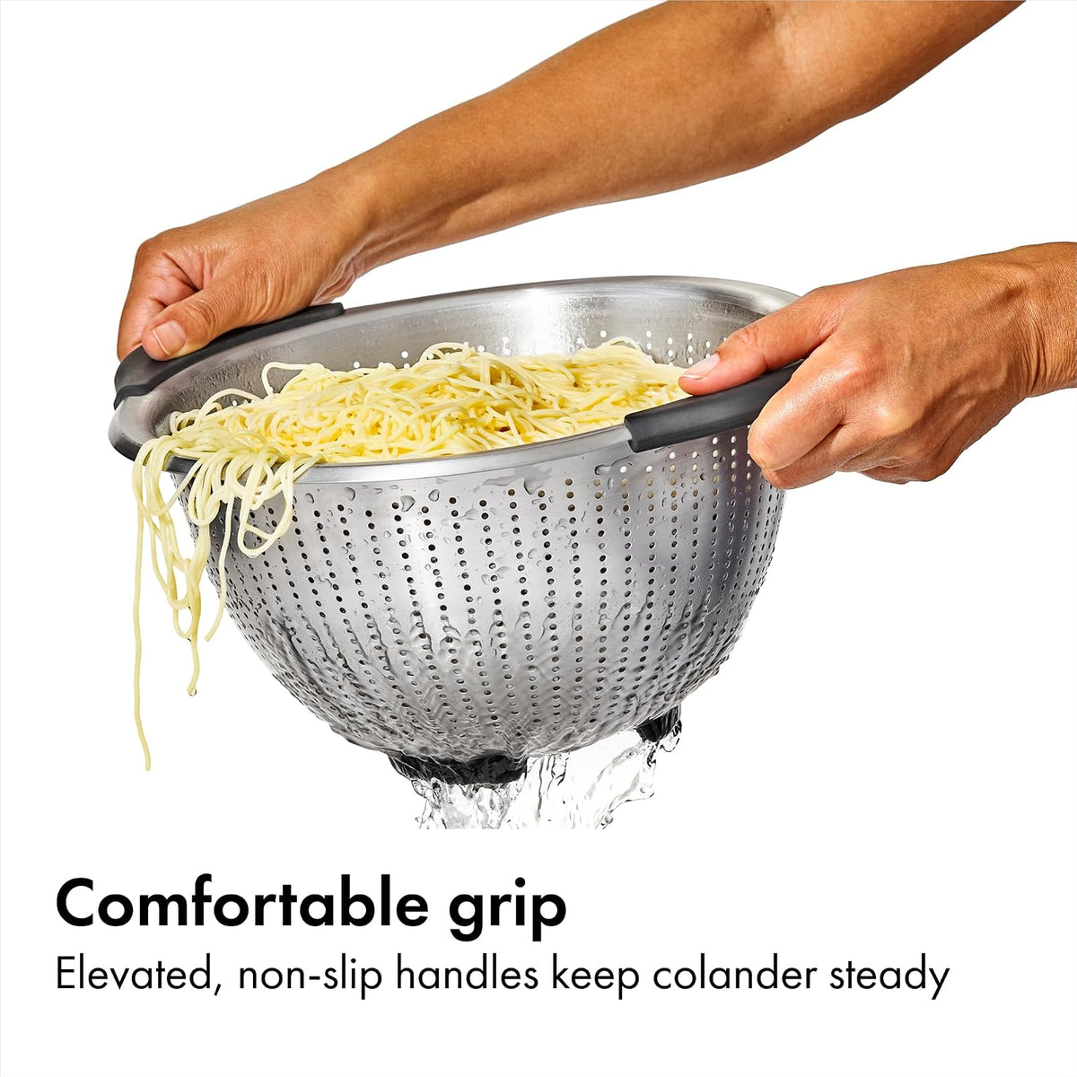 OXO Good Grips - Colador de acero inoxidable de 5 cuartos de galón/4,7 L | OXO Good Grips Colador - Capacidad de 5 cuartos de galón, acero inoxidable