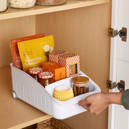 YouCopia - Cajón desplegable para despensa, 8 pulgadas, sin BPA, para organización de cocina, despensa y gabinetes, bolsas de té, medicina y más, color blanco