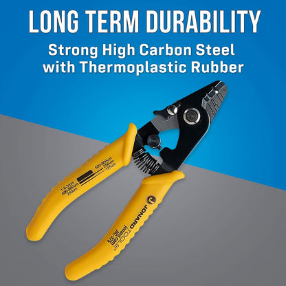 Jonard Tools JIC-375 - Pelacables de fibra óptica de tres agujeros, tiras de 1.6-3.0 mm, tampón de 600-900 μm, revestimiento de 250 μm, herramienta de precisión con mandíbula angular y bloqueo de