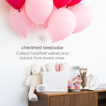Pearhead - Libro de visitas para baby shower, clásico de género neutro para baby shower, bodas, fiestas y eventos, lino marfil con estampado dorado, 100 páginas en blanco