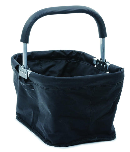 RSVP International - Cesta plegable para el mercado, color negro | marco de aluminio | tela de poliéster | compartimento grande con cierre, almacenamiento que ahorra espacio, tamaño único