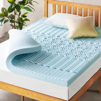 Mellow - Colchón de Espuma viscoelástica de 4 Pulgadas, 5 Zonas, infusión de Gel refrescante, Esencial para recámara, tamaño Individual XL, Azul