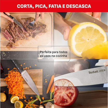 T-fal Ice Force Juego de 3 Cuchillos de Acero Inoxidable de 20, 11 y 9 cm, con tecnología Ice Force, rendimiento óptimo, mayor resistencia y durabilidad, K2324S74