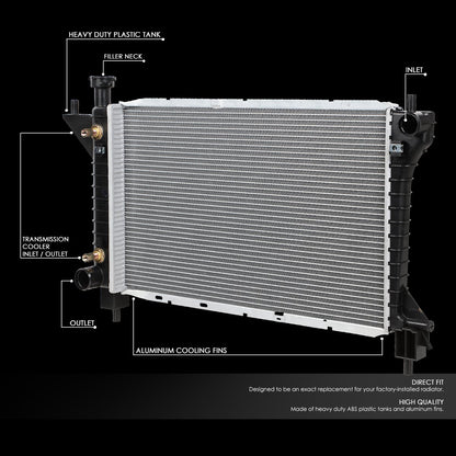 DNA Motoring OEM-RA-1488 Black Aluminum Cooling Radiator Compatible with 94-96 Mustang, 24" W X 14-7/8" H x 1" D, 1-1/2" Inlet, 1-3/4" Outlet