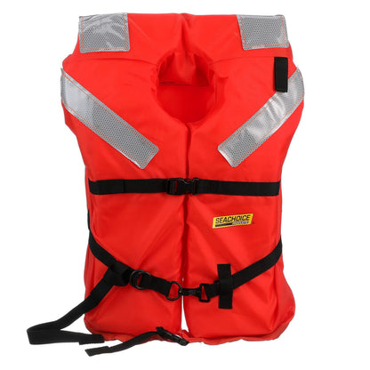 Seachoice Type I Commercial Offshore Vest & Jacket, Fluorescent Orange, Reflective Panels, Various Sizes