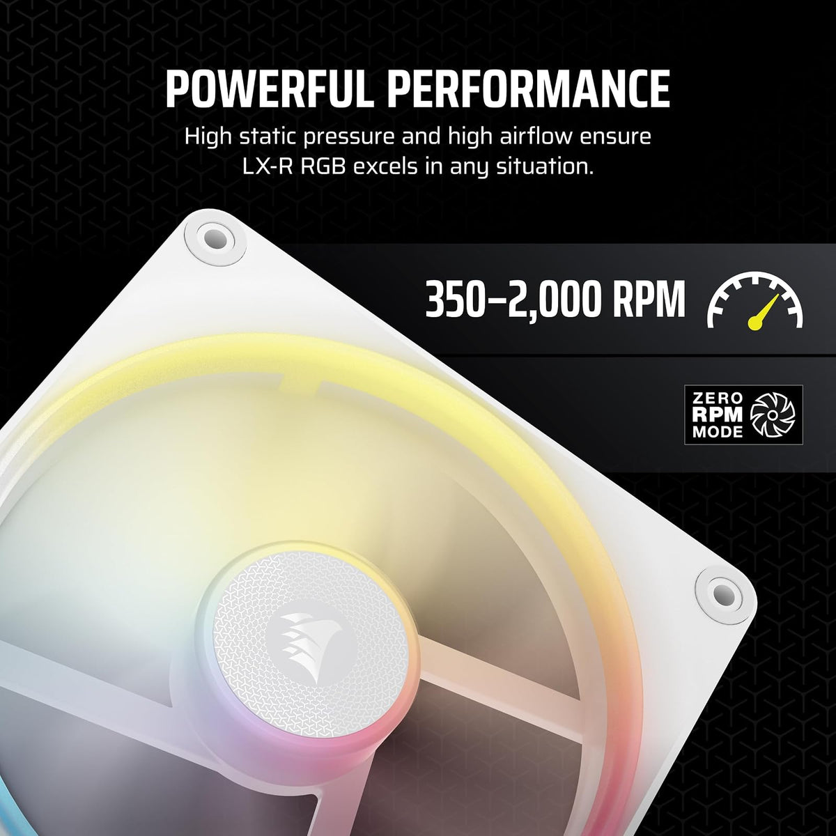 Corsair iCUE Link LX140-R RGB 140mm Ventilador Inverso PWM – Ventilador Único – Bajo Nivel de Ruido, Cojinete de Cúpula Magnética, Lazos de Luz Duales, Tornillos QuikTurn™, Cero RPM – Blanco