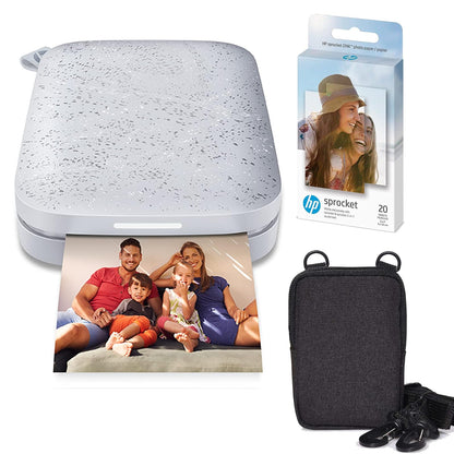 HP Sprocket Impresora Fotográfica Portátil 2x3, Bundle con Papel Zink - White - Paquete de papel Zink