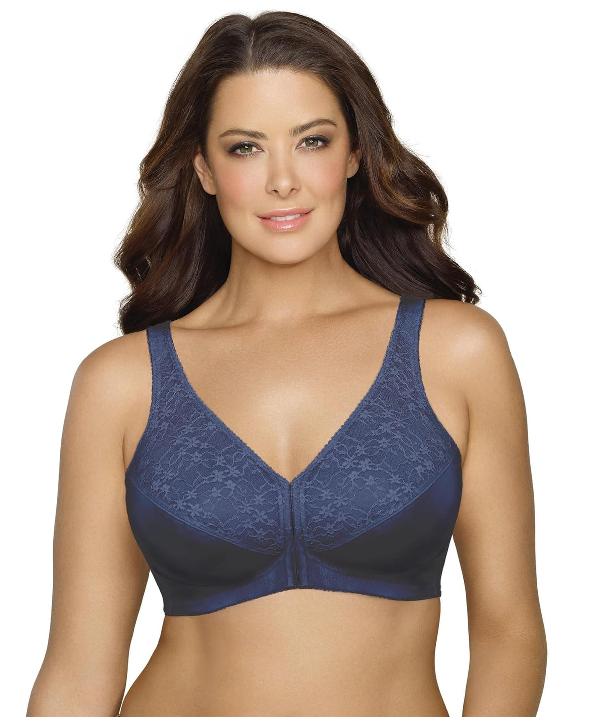 Exquisite Form Brasier de Encaje con Cierre Frontal y Soporte de Postura - 42D - Time Square azul marino