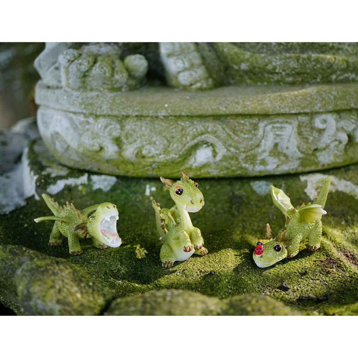 Top Collection 4414 Miniature Fairy Garden & Terrarium Mini Dragon Playing with Ladybug Statue, Small
