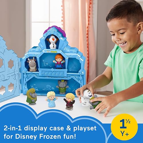 Fisher-Price, Little People, Estuche de Figuras, Frozen, Juguete para Bebé, Incluye 9 Personajes: Anna, Elsa, Olaf, Kristoff, Sven, Marshmallow, Grand Pabbie, Bulda y Pebble, 18 Meses en Adelante