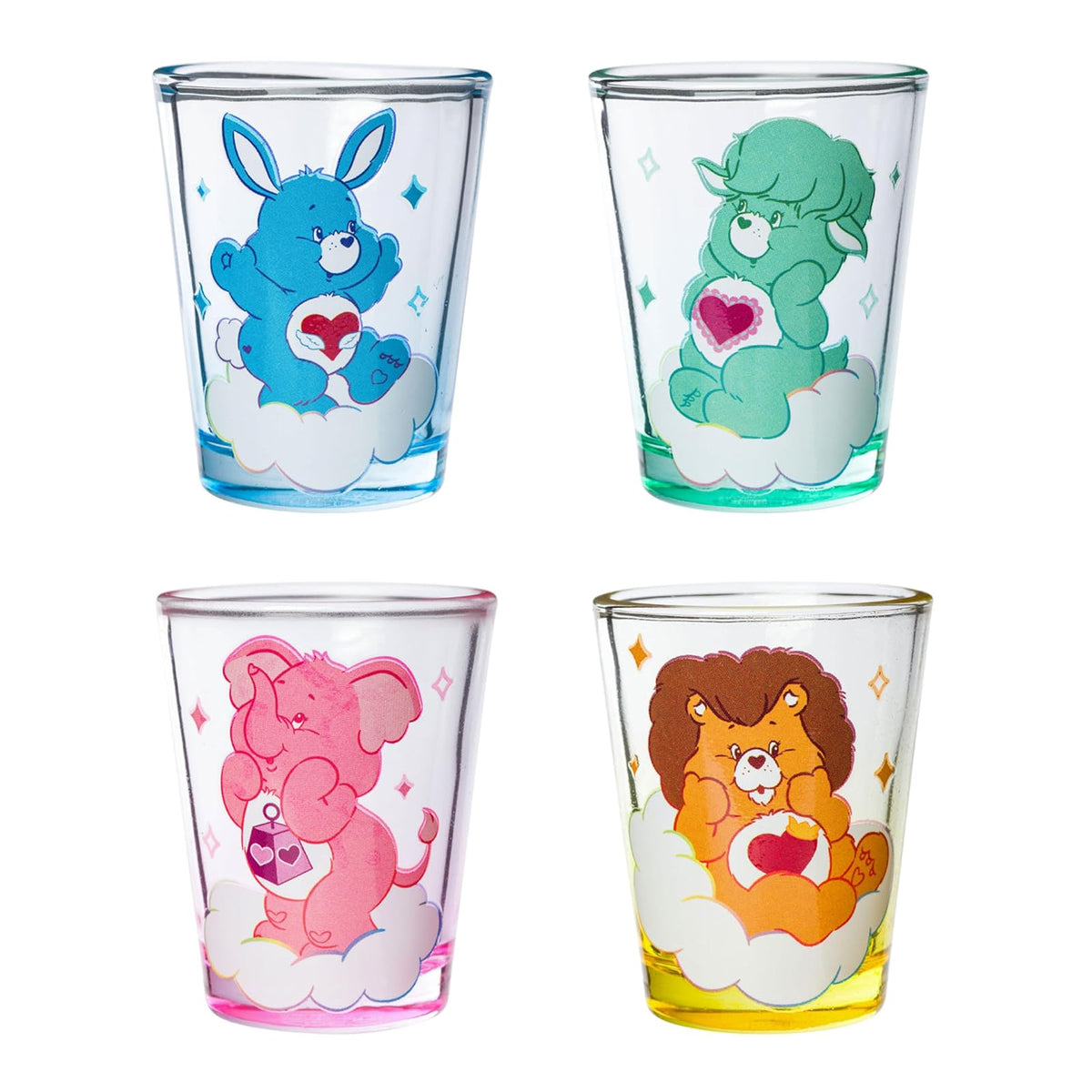 Silver Buffalo TMNT Juego de 4 Mini Vasos de Vidrio 1.5 oz - Primos de oso de cuidado
