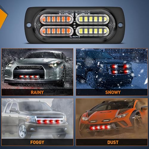 Nilight - 4 luces LED estroboscópicas de 12 V, 24 V, función de sincronización, color rojo, blanco, 24 LED, luces de advertencia de peligro de emergencia con driver de cable duro o enchufe de