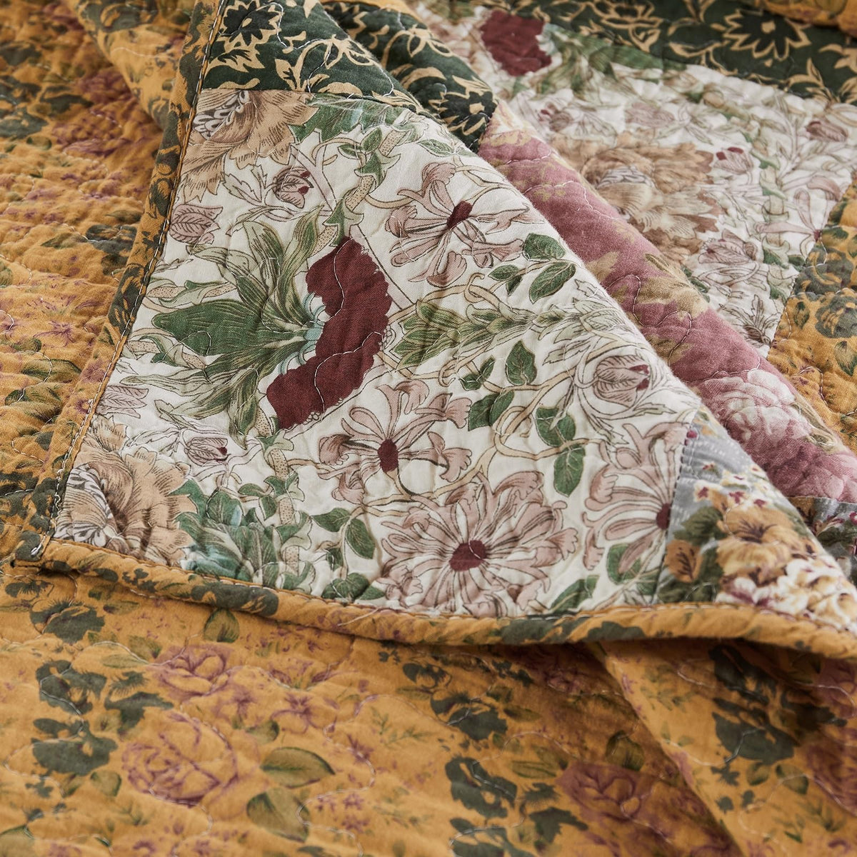 Greenland Home Antique Chic 100% algodón Manta Decorativa Patchwork auténtico, Tamaño 152 x 127 cm, Multicolor