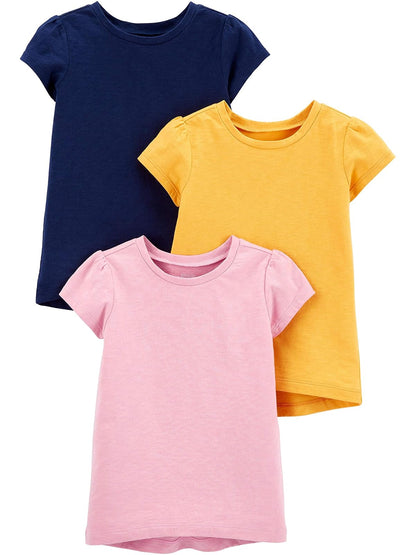 Simple Joys by Carter's Paquete de 3 Camisetas de Manga Corta sólidas Camisa para bebés niñas