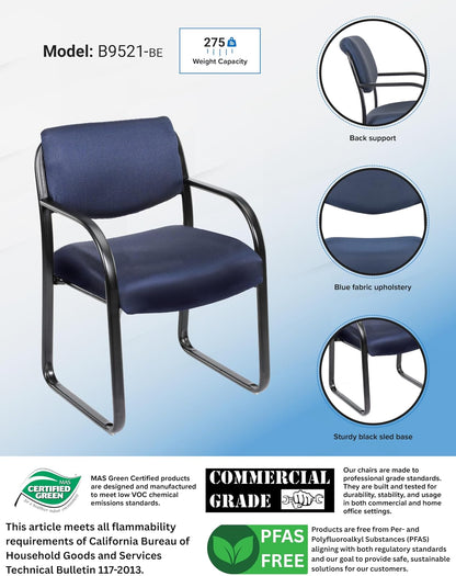 Boss B9521-BE Fabric Guest Chair, Blue