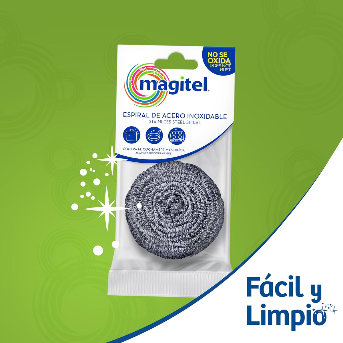 Magitel Espirales de Acero con Fibra - 24 Unidades, Acero Inoxidable
