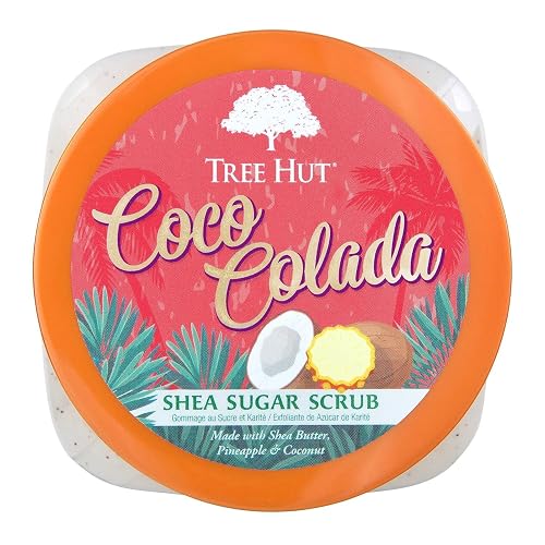 TREE HUT, Coco Colada Shea Sugar Scrub, Exfoliante Corporal de Azúcar Natural con Manteca de Karité y Esencia de Coco y Piña, Exfolia e Hidrata la Piel, 510 gramos