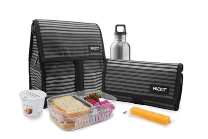 PackIt - Lonchera congelable, Gris (Gray Stripes), 20,32cm, 1