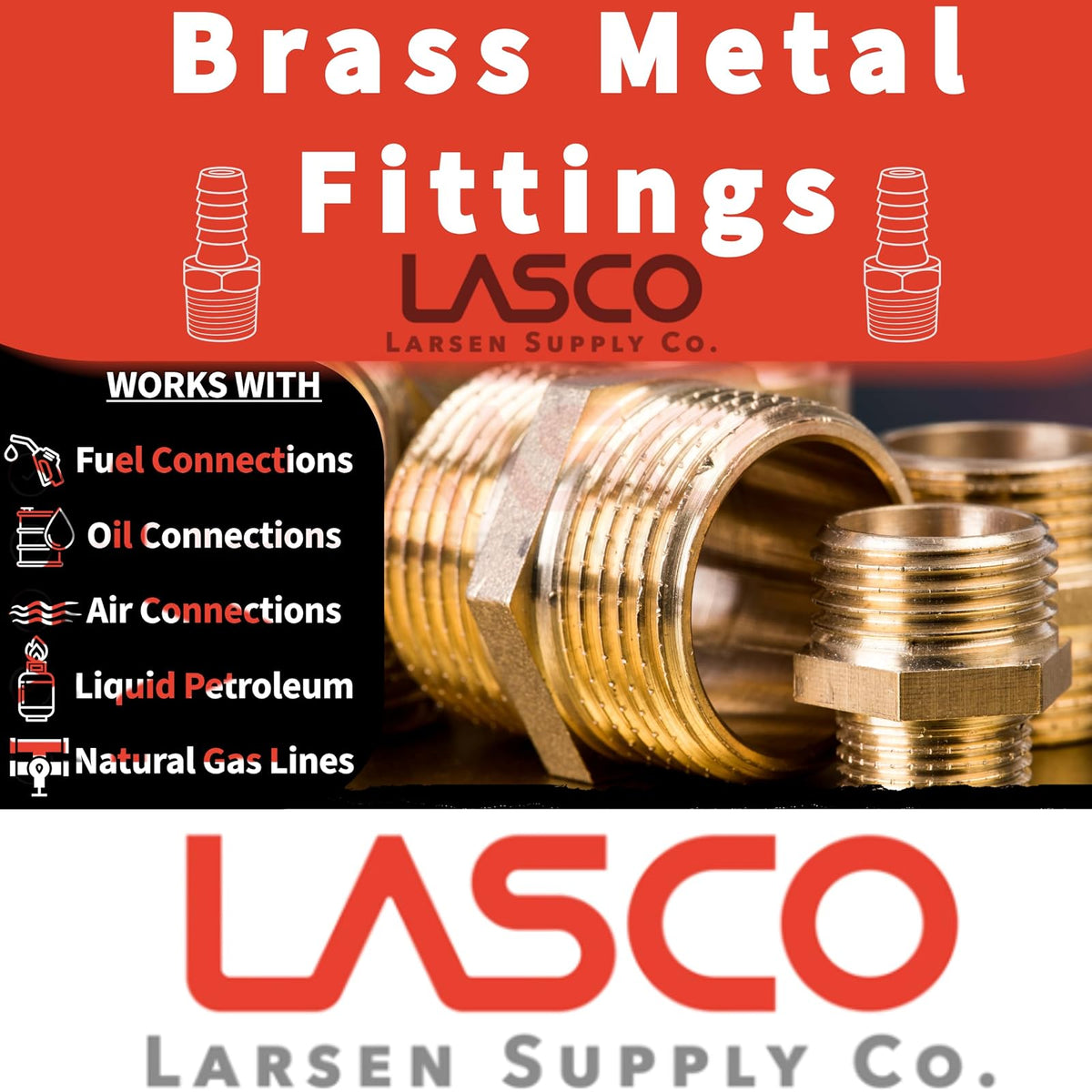 LASCO 17-5833 Adaptador de latón abocinado hembra de 3/8 pulgadas por abocinado macho de 1/2 pulgada