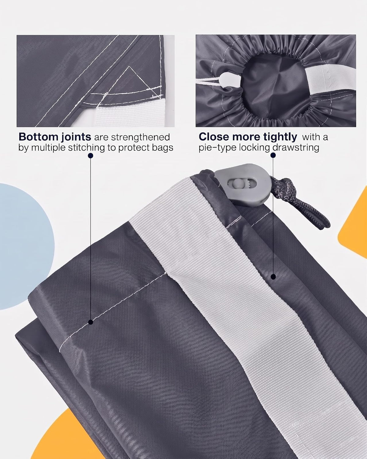 HOMEST - Paquete de 2 bolsas de lavandería de viaje, lavable a máquina, lo suficientemente grande como para contener 4 cargas de lavandería, fácil de colocar en una cesta de lavandería o cesta