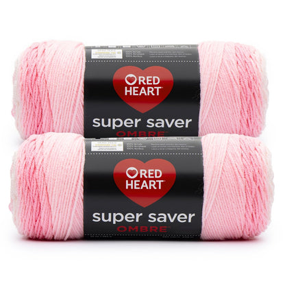 Red Heart Super Saver Jumbo Estambre Ombré, 2 Paquetes de 283 g - Rosa claro - 2-Pack - Super Saver Jumbo