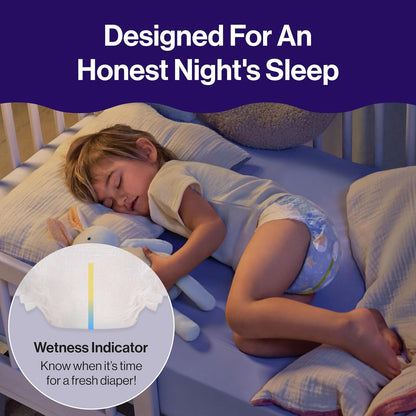 The Honest Company Clean Conscious - Pañales nocturnos | A base de plantas, sostenibles | Cozy Cloud + Star Signos | Caja Club, tamaño 4 (22-36 libras), 48 unidades