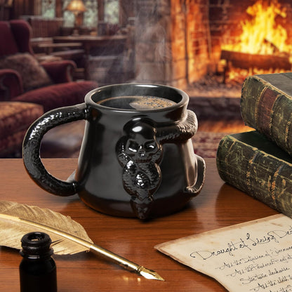 Paladone Taza de café de cerámica negra de Harry Potter con marca oscura Nagini, con licencia oficial de 400 ml, diseño de Muerto, Wizarding World Merchandise, regalo para adultos y Potterheads