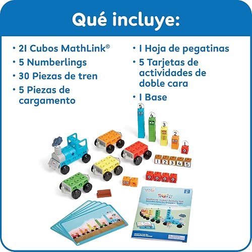 hand2mind Numberblocks Express Train MathLink Cubes Activity Set, Actividades de Aprendizaje Preescolar, Juguete de Tren, Bloques de Conteo, Juguetes Numéricos, Manipuladores Matemáticos