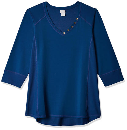 Chico's Tunica DE Cuello EN V Acanalada Blusa Tunica Mujer