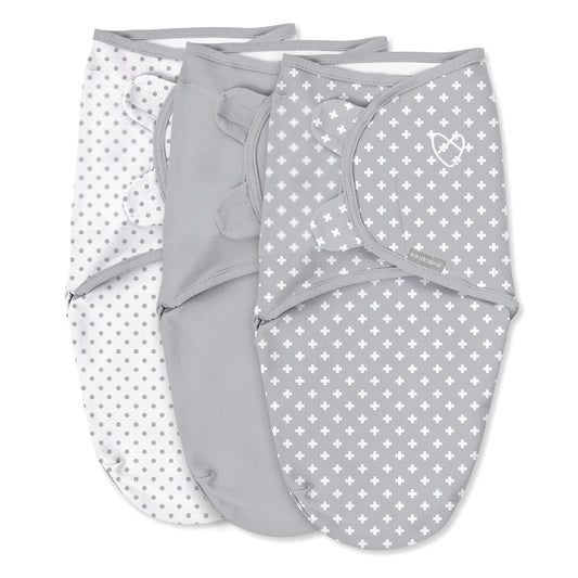 SwaddleMe - Envoltorio original de 3 piezas, diseño de lunares entrecruzados, pequeño