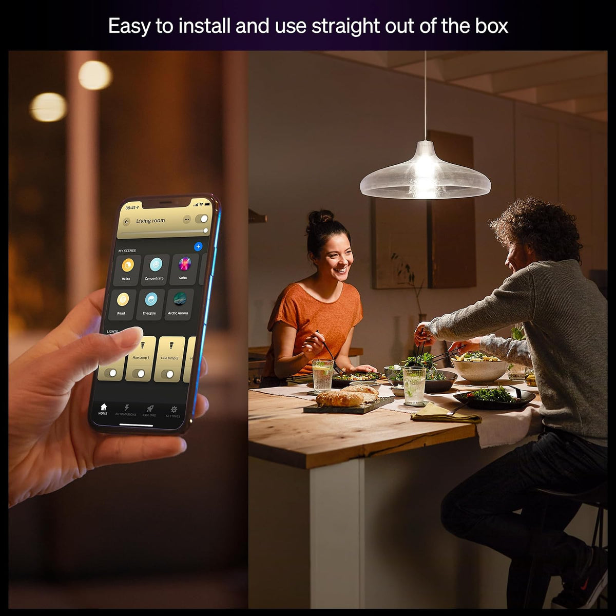 Philips Hue Foco LED Inteligente A19 E26 9 W 810 Lúmenes Blanca Cálida 2700 K Paquete de 2