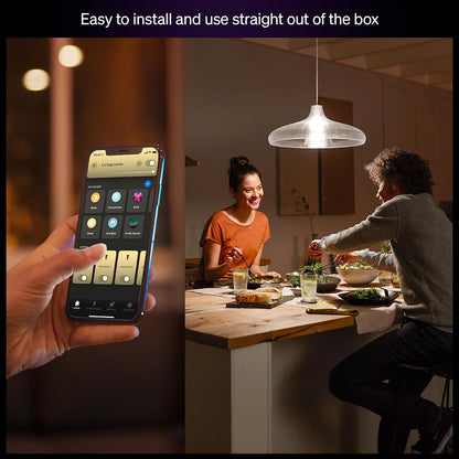 Philips Hue - foco LED inteligente A19, luz blanca cálida 2700 K, base E26, 10,5 W, 1100 lúmenes, regulable, funciona con Alexa, Google Assistant y Apple Home, paquete de 2