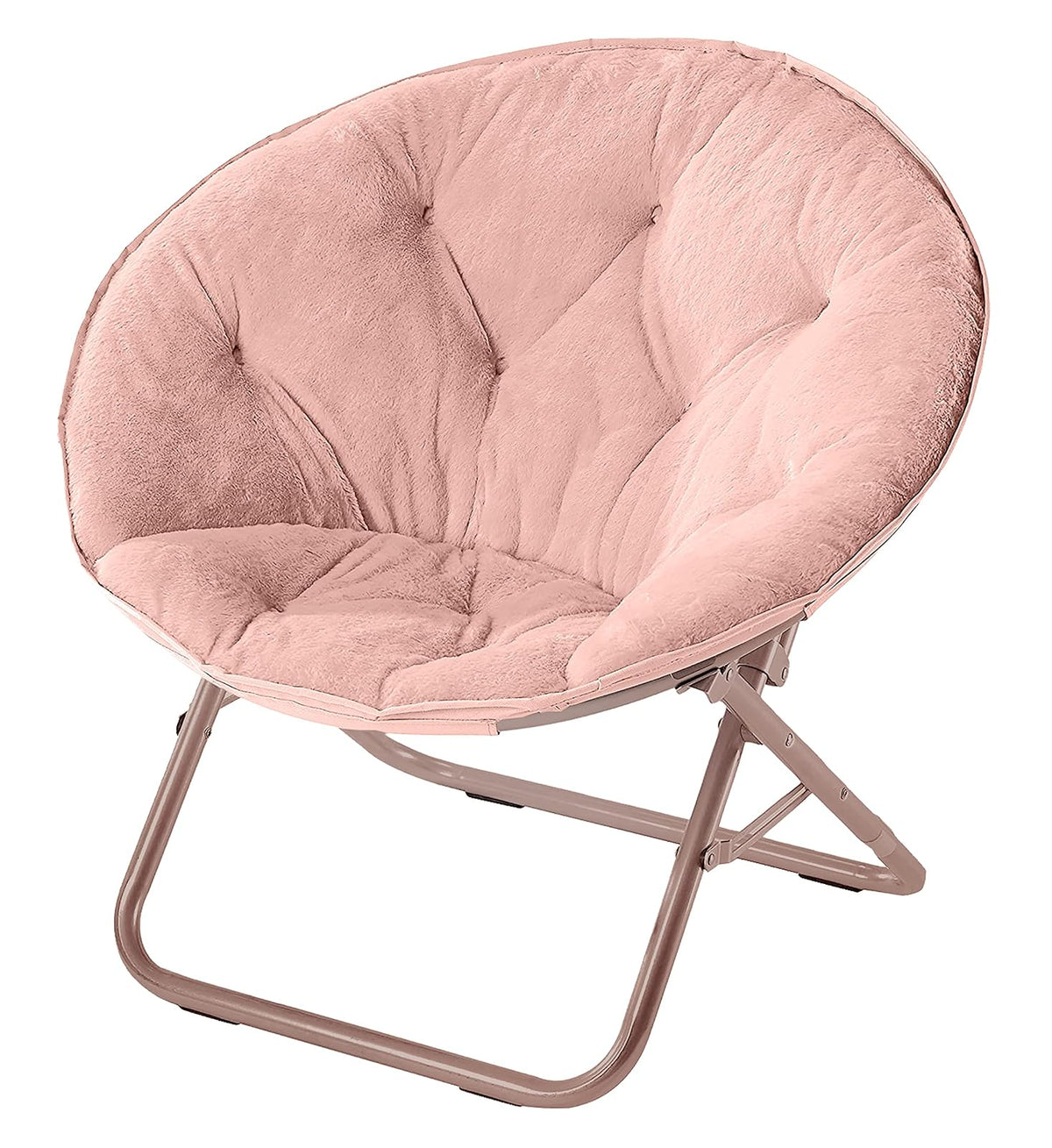 Urban Lifestyle Silla Platillo Plegable de Piel Sintética - Color rosa y dorado.