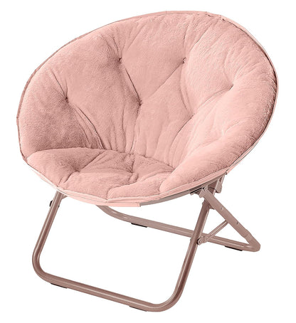 Urban Lifestyle Silla Platillo Plegable de Piel Sintética - Color rosa y dorado.