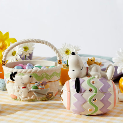 Lenox Peanuts Dulcera Snoopy y Woodstock Pascua Porcelana Huevo Oro 24K Primavera