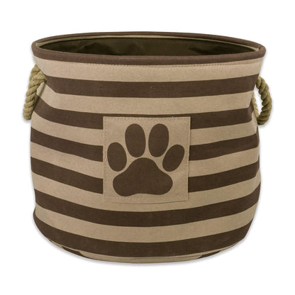 Bone Dry - Cesta de almacenamiento de juguetes y accesorios para mascotas DII para decoración del hogar y uso diario, marrón (marrón con rayas redondas) - Round Small - Marrón rayado