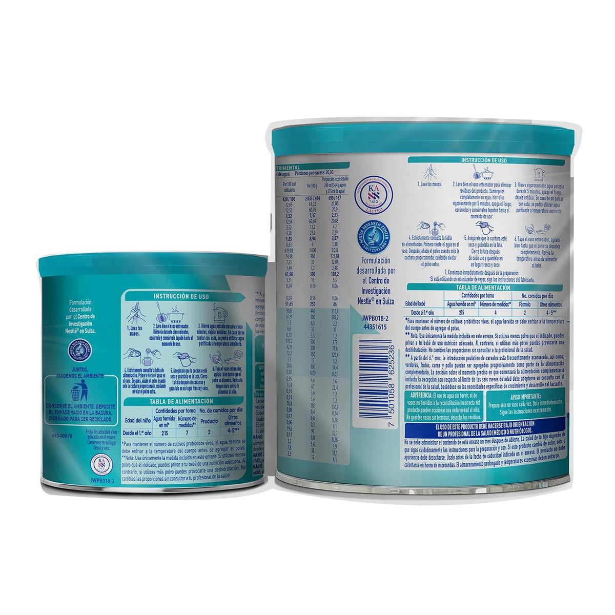 NAN 3 Optimal Pro, Alimento Para Niños de Corta Edad A Partir de 1 a 2 Años, Fortificado Pack de 1 Lata de 720 g + 1 Lata de 230 g