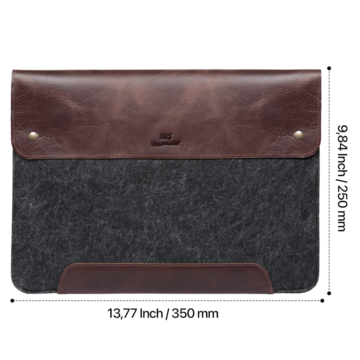 MegaGear - Bolso para Macbook 13.3" & 14" en Cuero auténtico y Lana